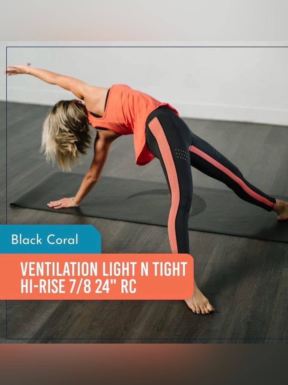 Zyia black coral ventilation light n tight leggings- size 6-8